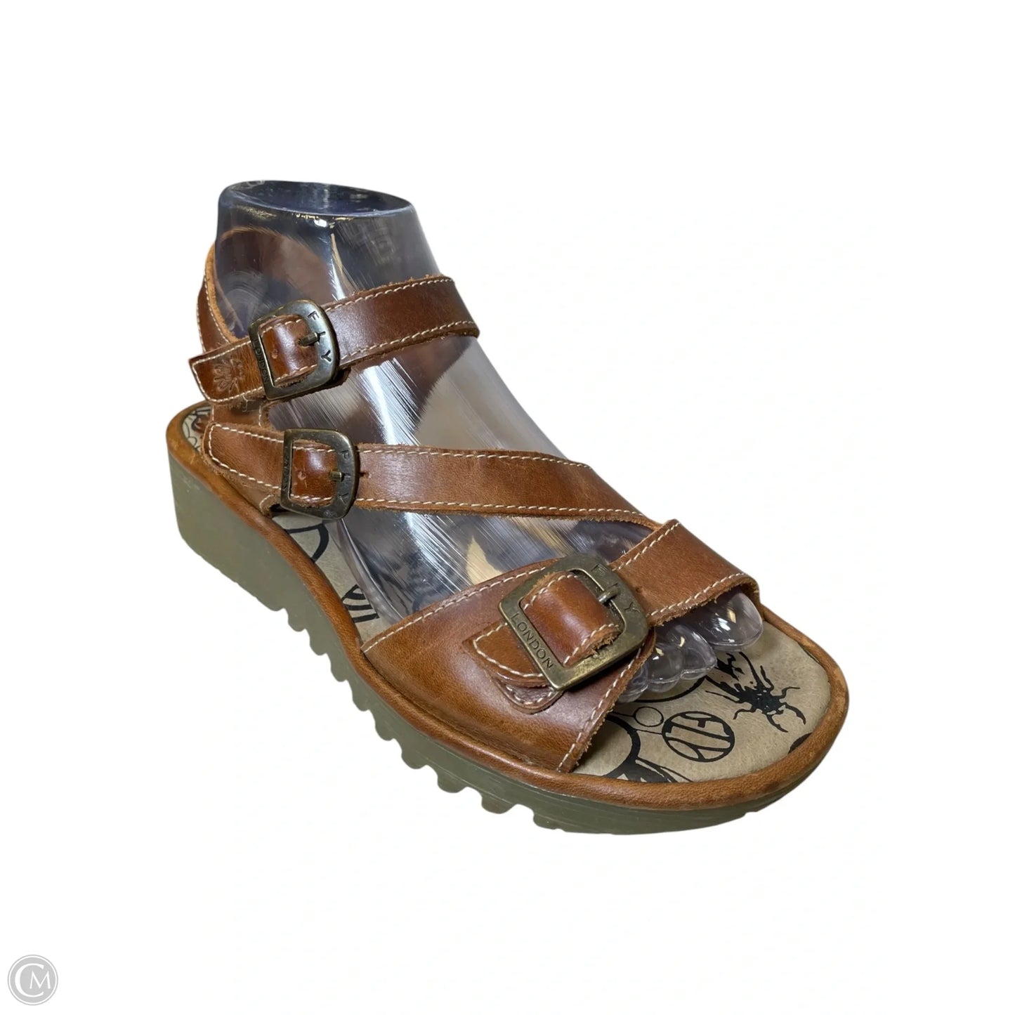 Sandals Heels Wedge By Fly London In Brown, Size: 6.5