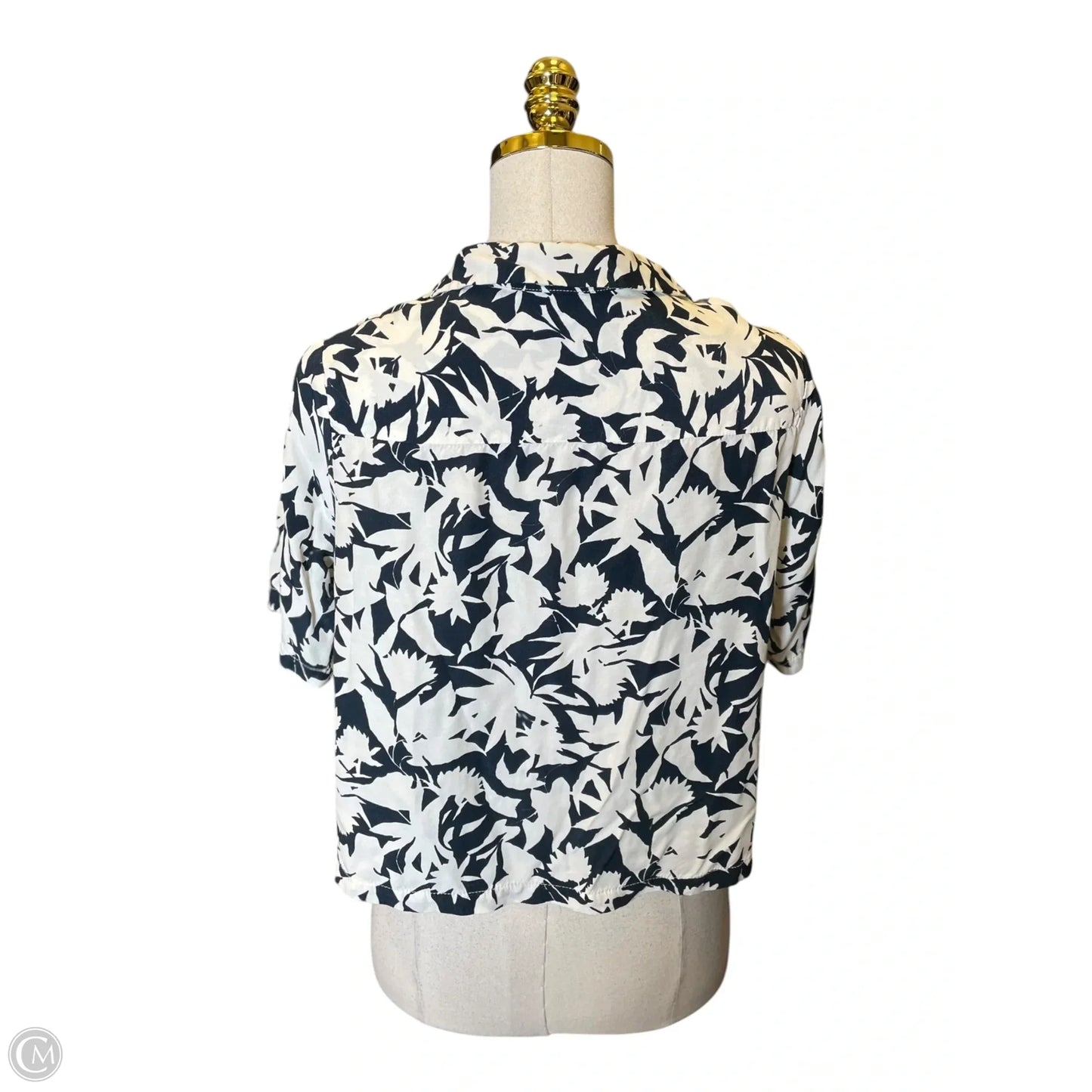 Blouse Short Sleeve By Topshop In Black & White, Size: S