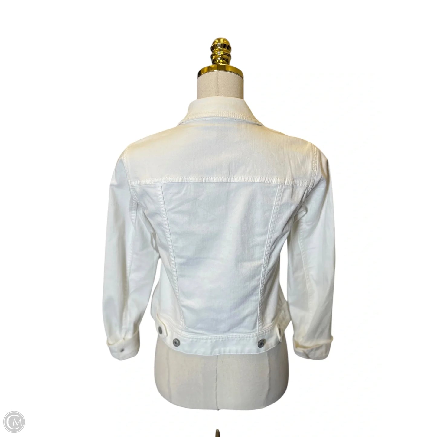 Jacket Denim By Talbots In White Denim, Size: S