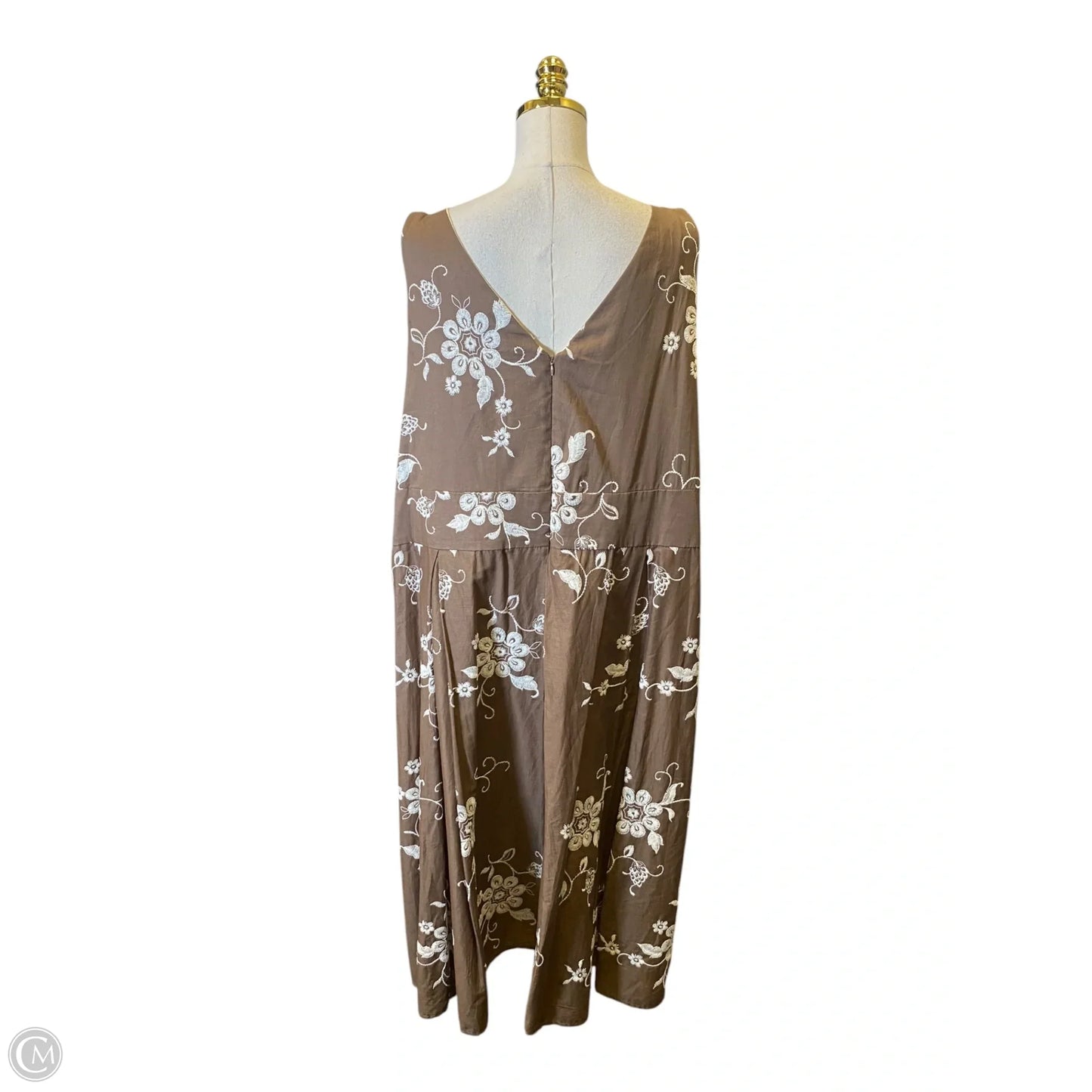 Dress Casual Midi By Dressbarn In Brown & Cream, Size: 3x