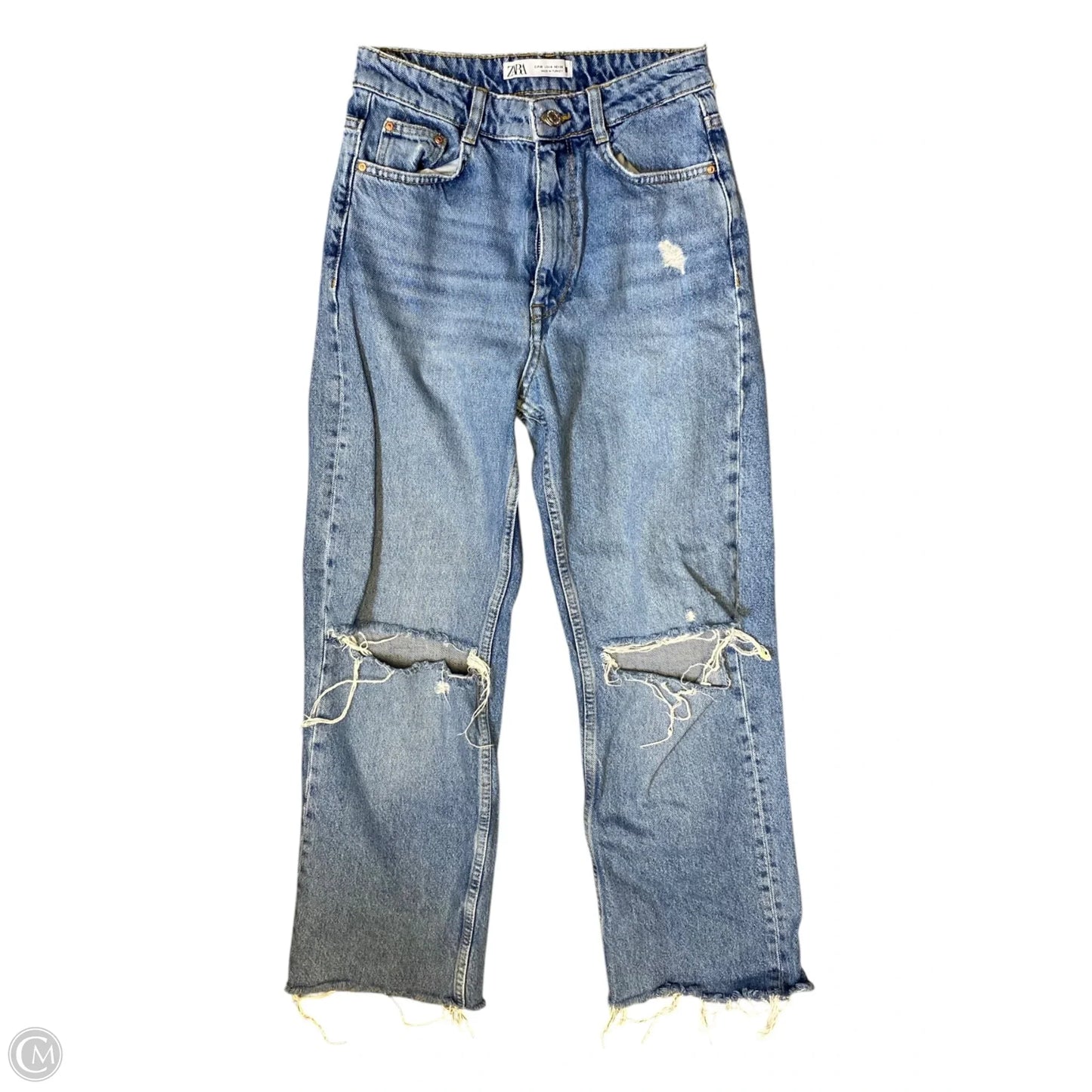 Jeans Straight By Zara In Blue Denim, Size: 4
