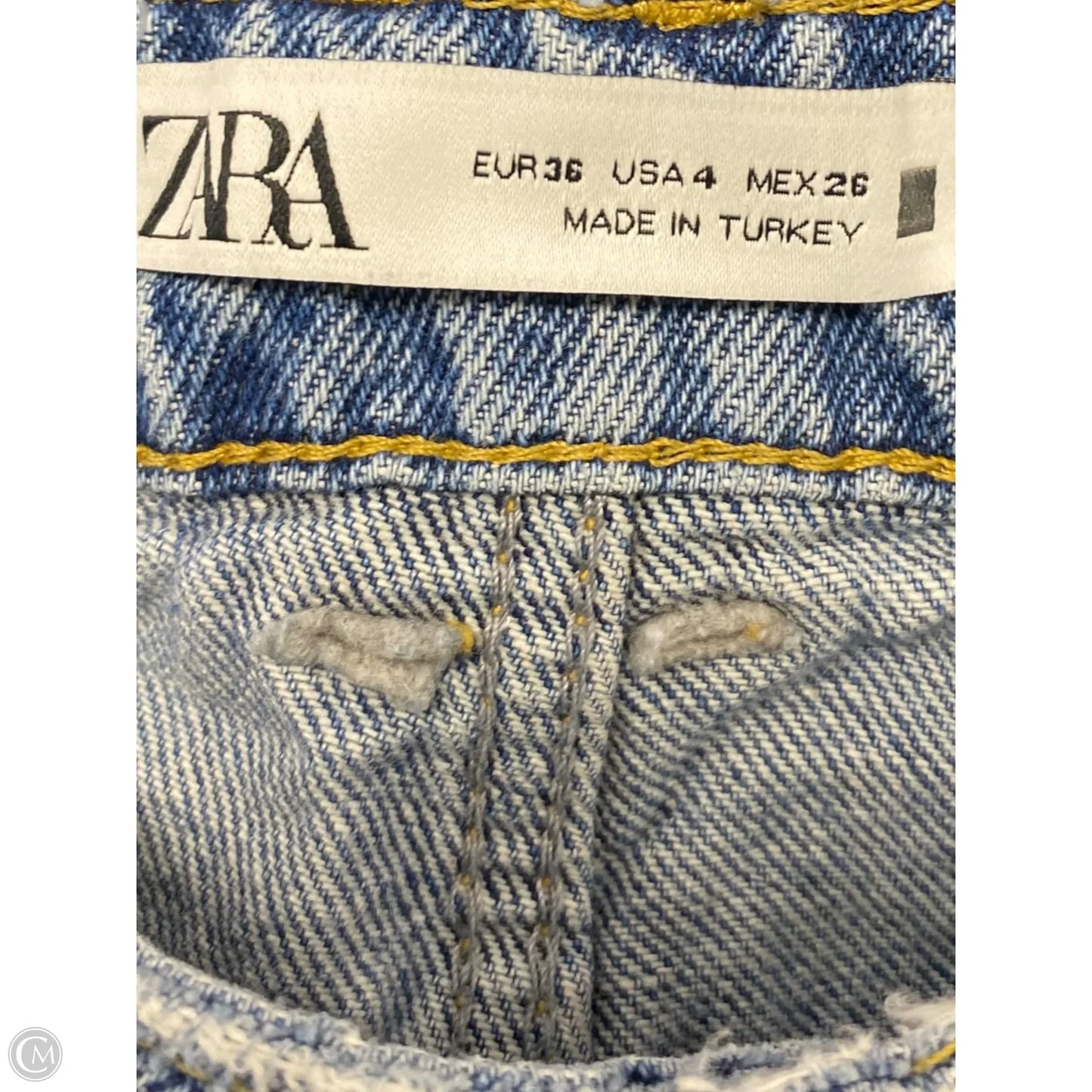 Jeans Straight By Zara In Blue Denim, Size: 4