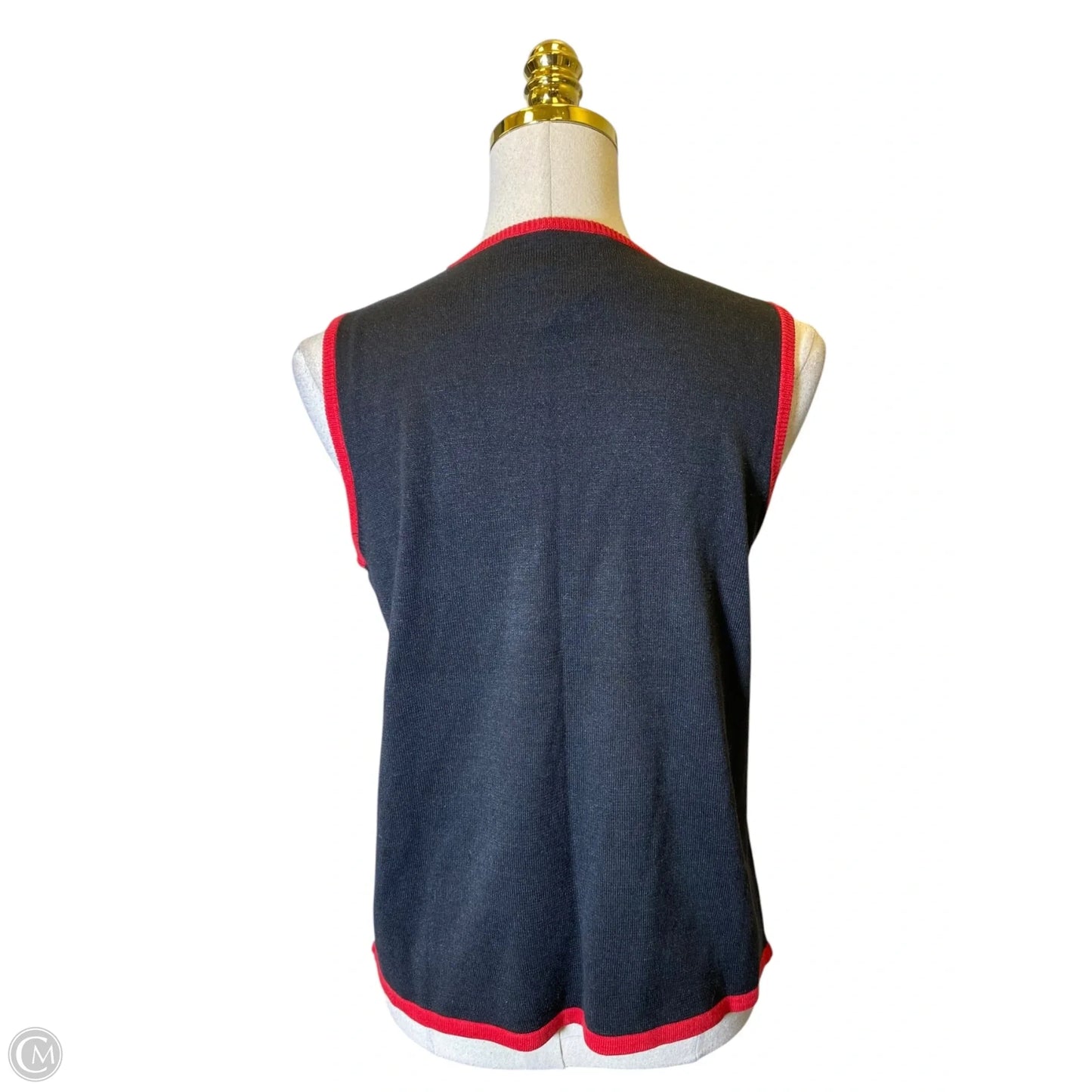 Top Sleeveless By Diane Gilman In Black & Red, Size: M