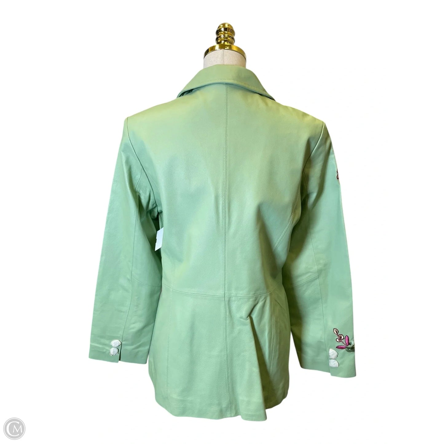 Jacket Leather By Clothes Mentor In Green, Size: M