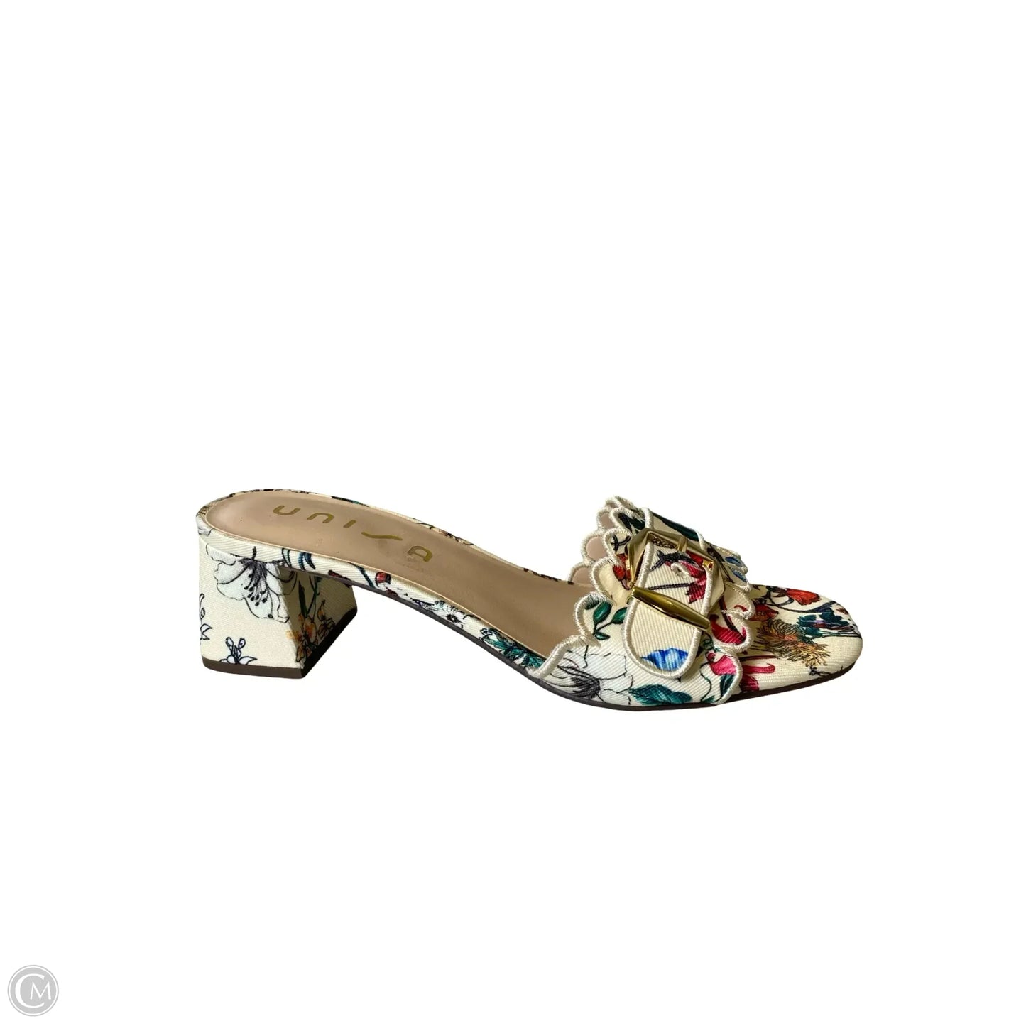Sandals Heels Block By Unisa In Floral Print, Size: 9