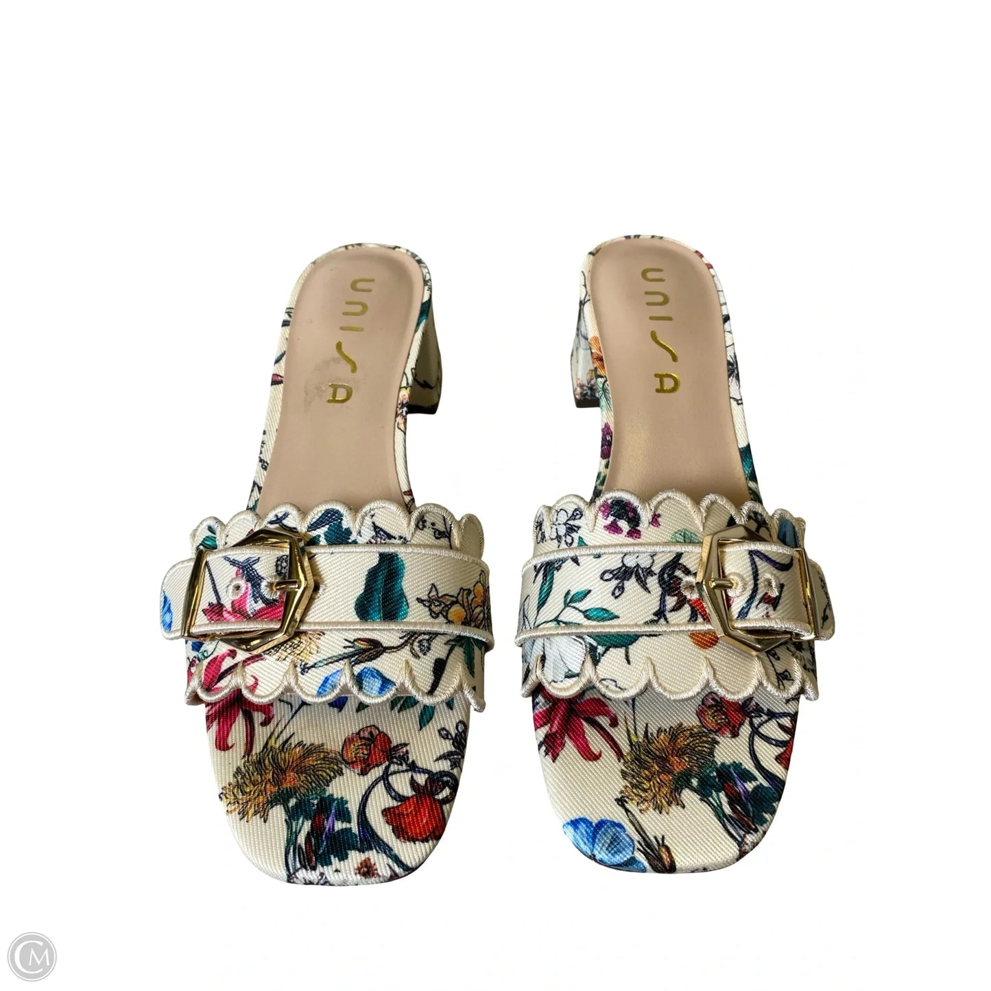 Sandals Heels Block By Unisa In Floral Print, Size: 9