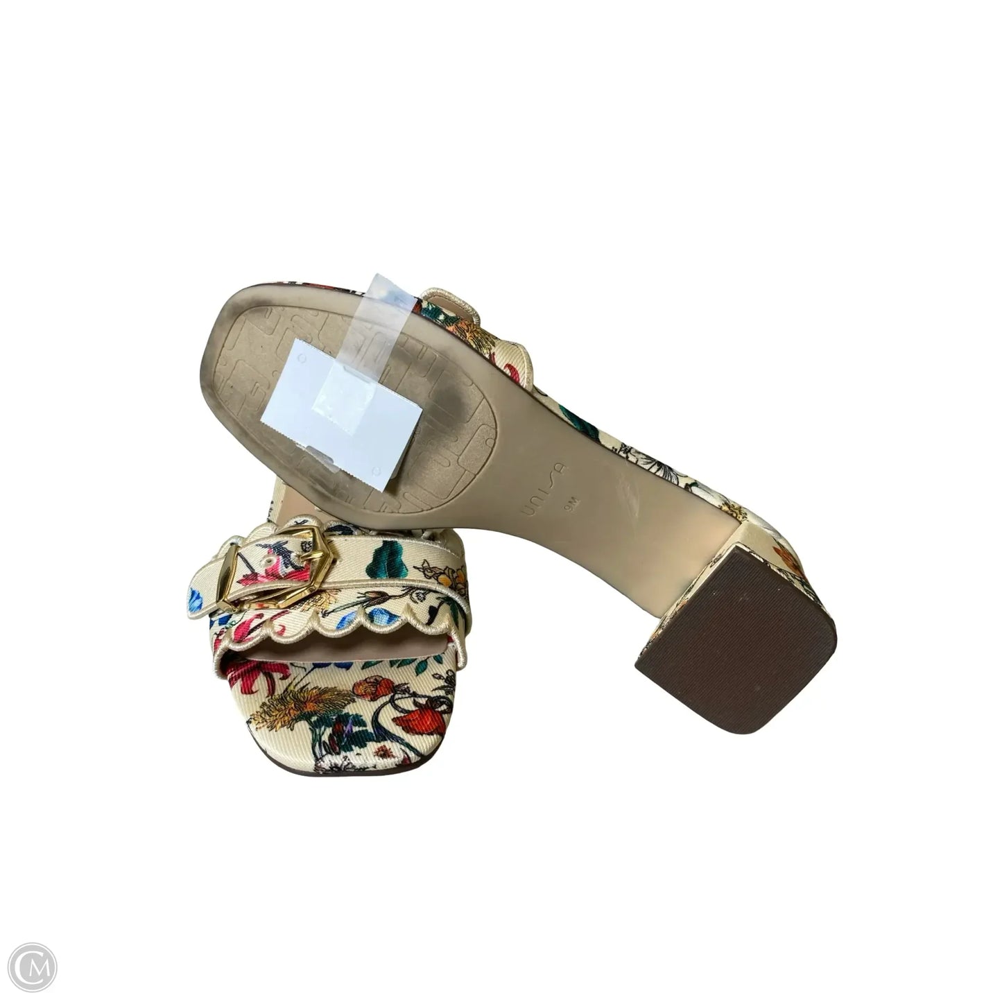Sandals Heels Block By Unisa In Floral Print, Size: 9