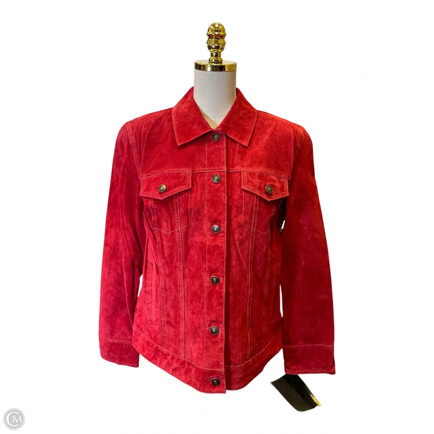 Jacket Leather By Clothes Mentor In Red, Size: M