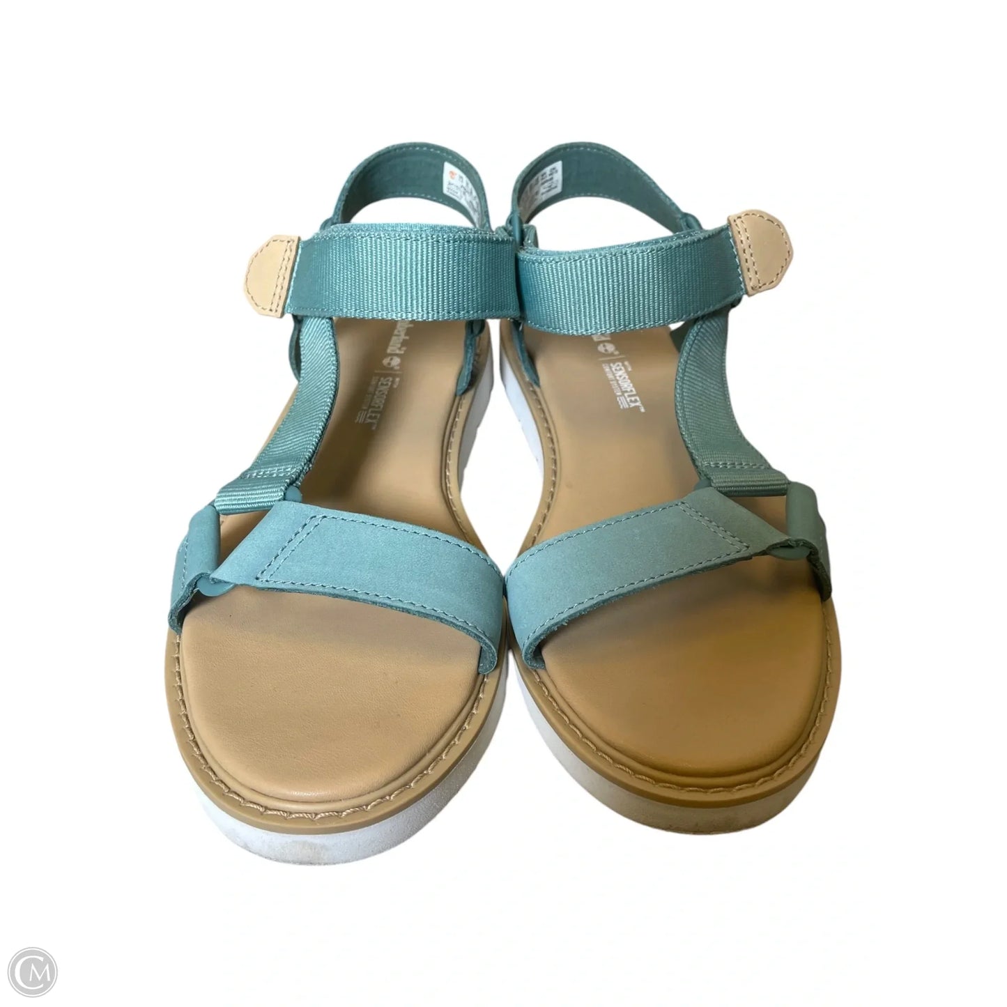 Sandals Flats By Timberland In Green & Tan, Size: 7.5