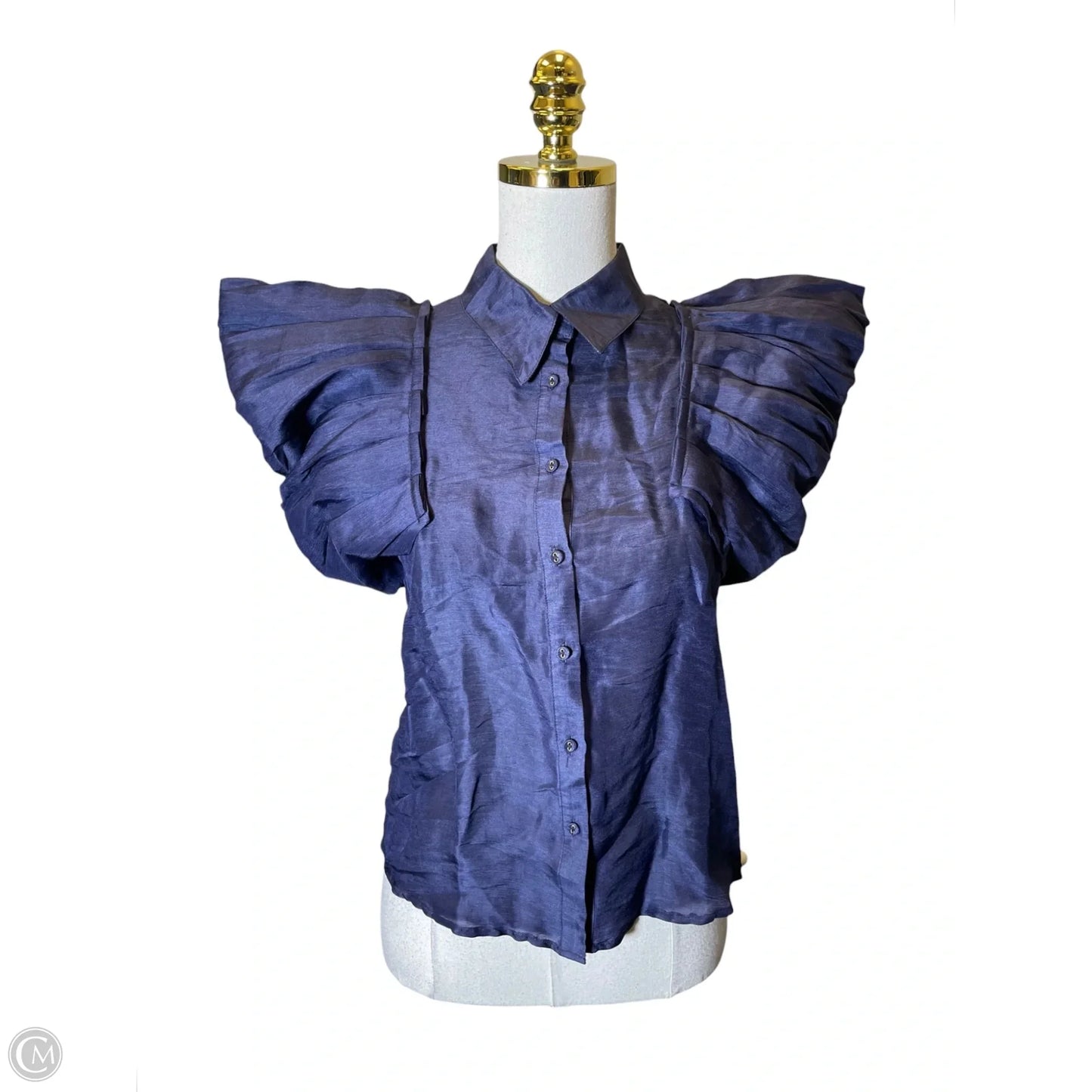 Blouse Short Sleeve By Clothes Mentor In Navy, Size: Xs