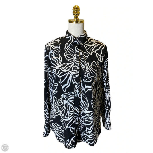 Top Long Sleeve By Nine West In Black & White, Size: S