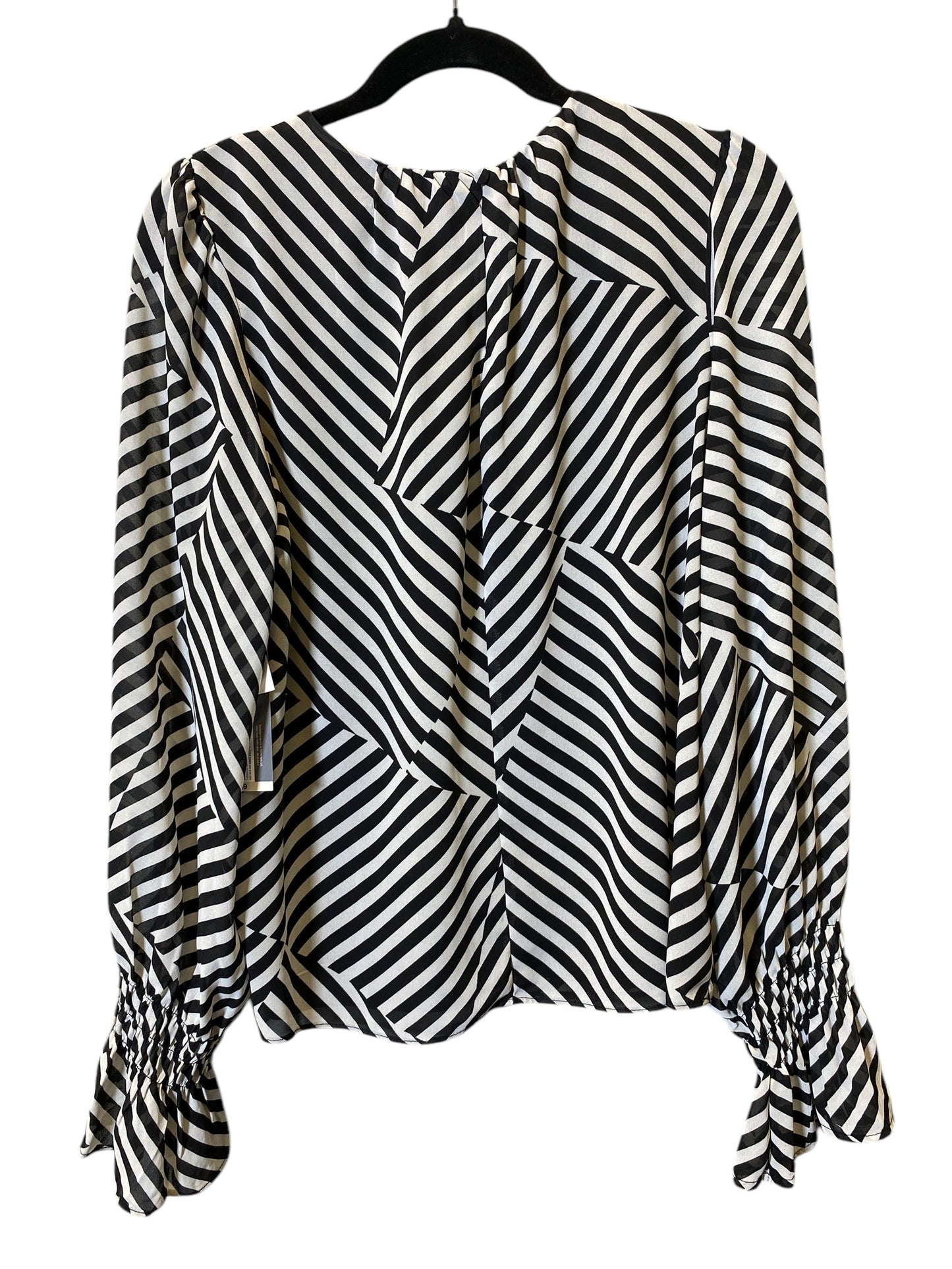 Top Long Sleeve By Worthington In Black & White, Size: L