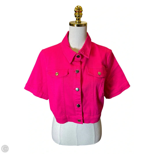 Jacket Shirt By Allegra K In Pink Denim, Size: Xl