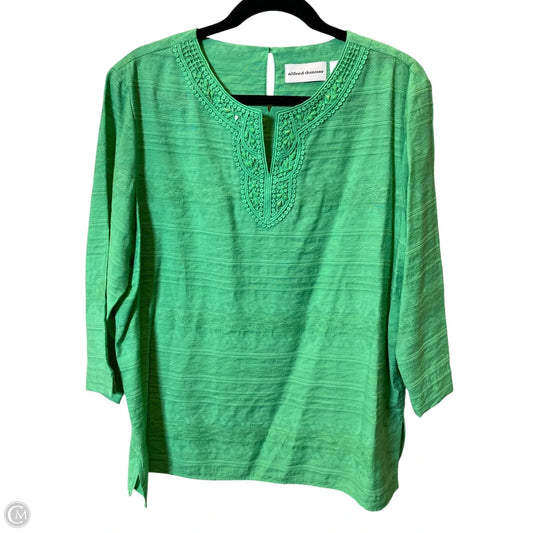Top 3/4 Sleeve By Alfred Dunner In Green, Size: 14