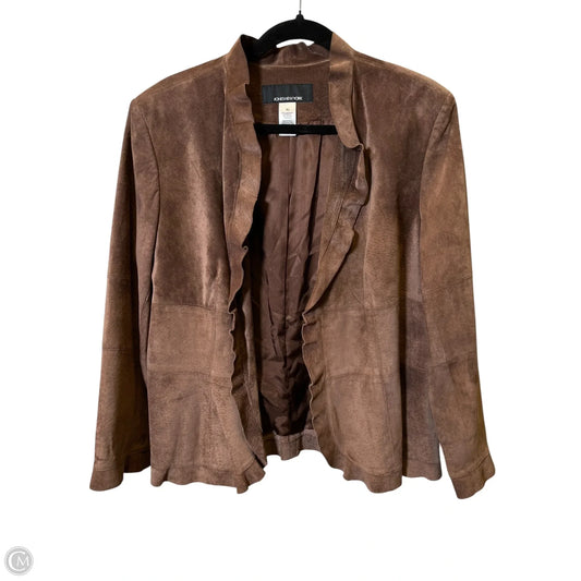 Jacket Leather By Jones New York In Brown, Size: Xl