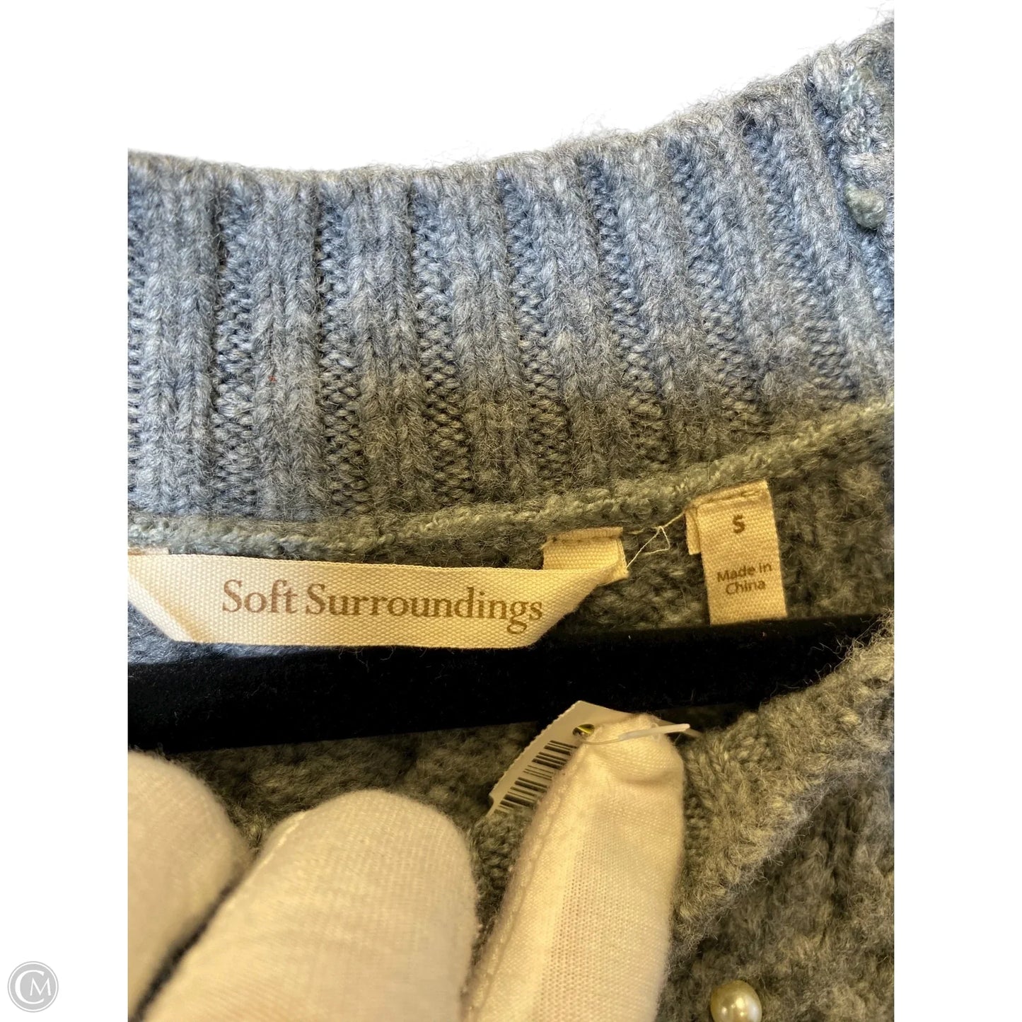 Sweater By Soft Surroundings In Grey & White, Size: S