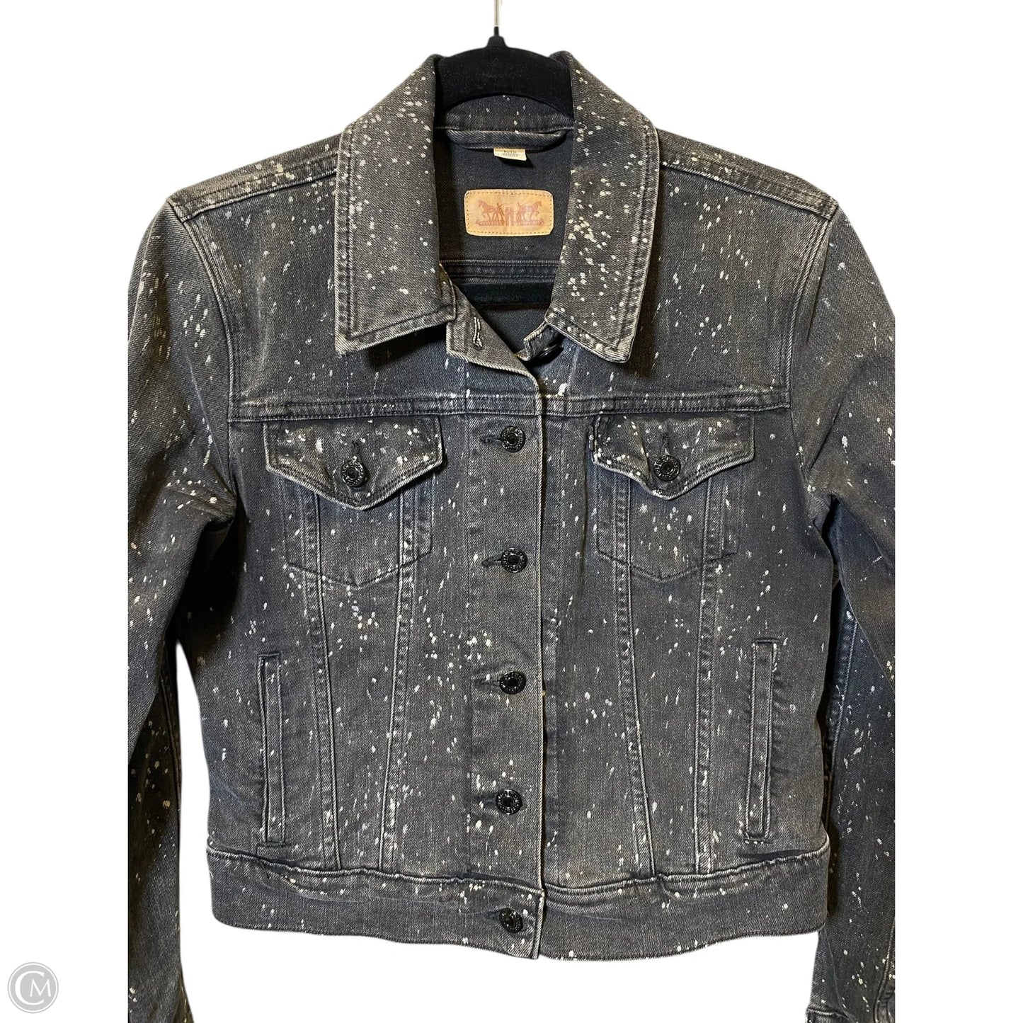 Jacket Denim By Levis In Black & White, Size: M