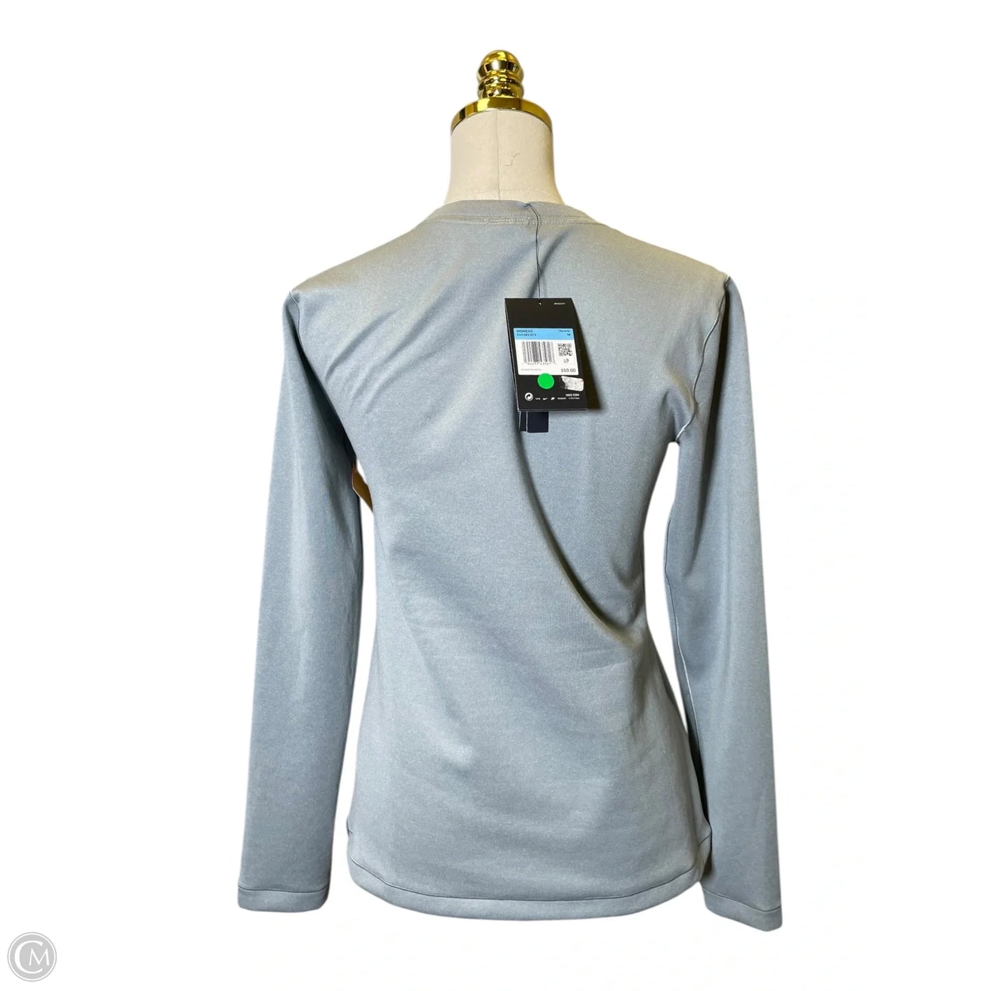 Athletic Top Long Sleeve Collar By Nike In Grey, Size: M