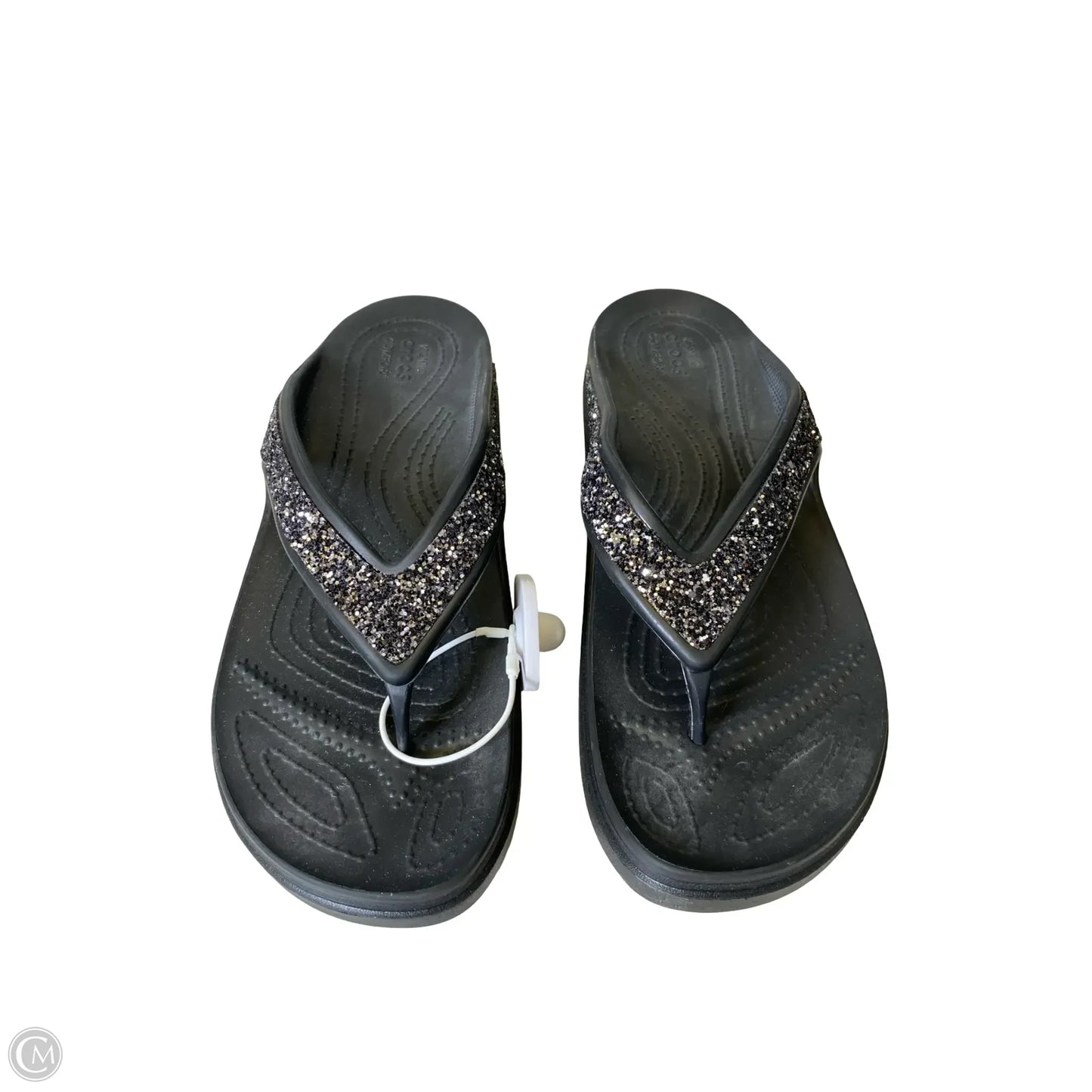Sandals Heels Platform By Crocs In Black, Size: 10