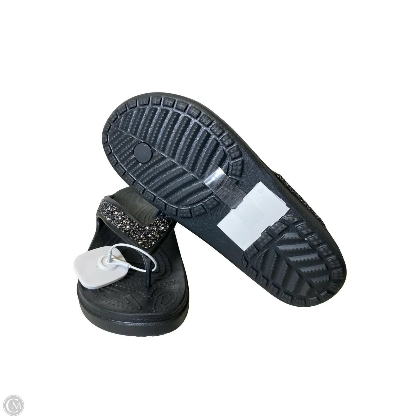 Sandals Heels Platform By Crocs In Black, Size: 10