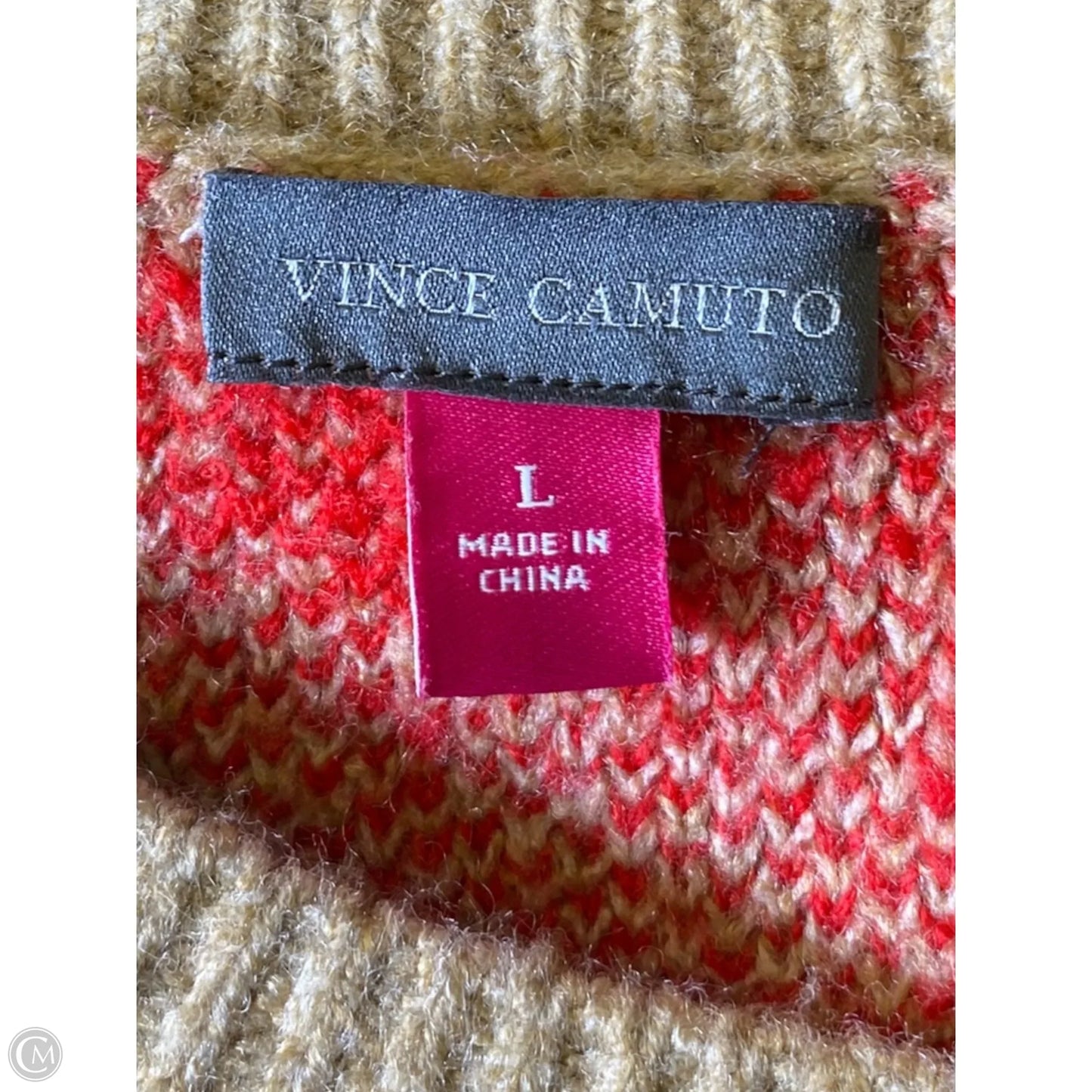 Sweater By Vince Camuto In Brown & Red, Size: L