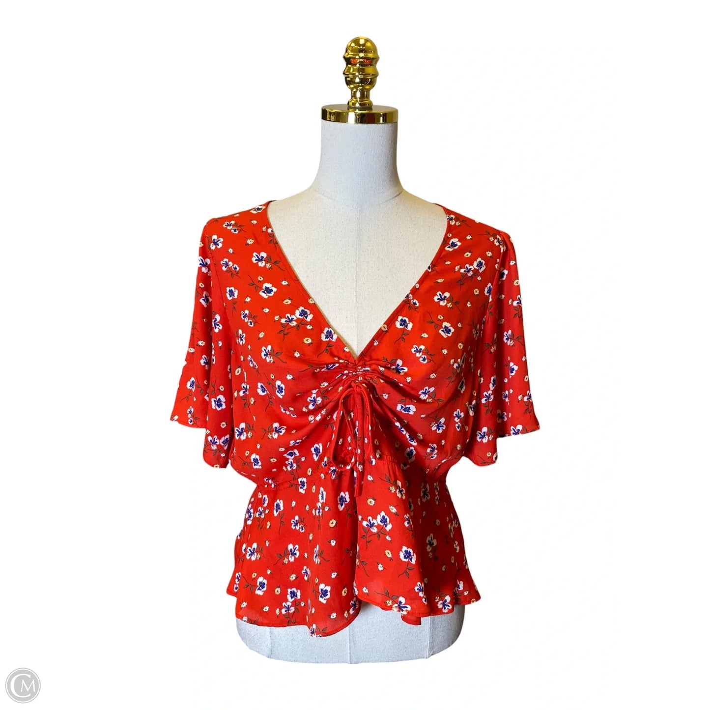Blouse Short Sleeve By Socialite In Floral Print, Size: Xl