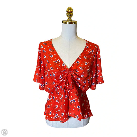 Blouse Short Sleeve By Socialite In Floral Print, Size: Xl