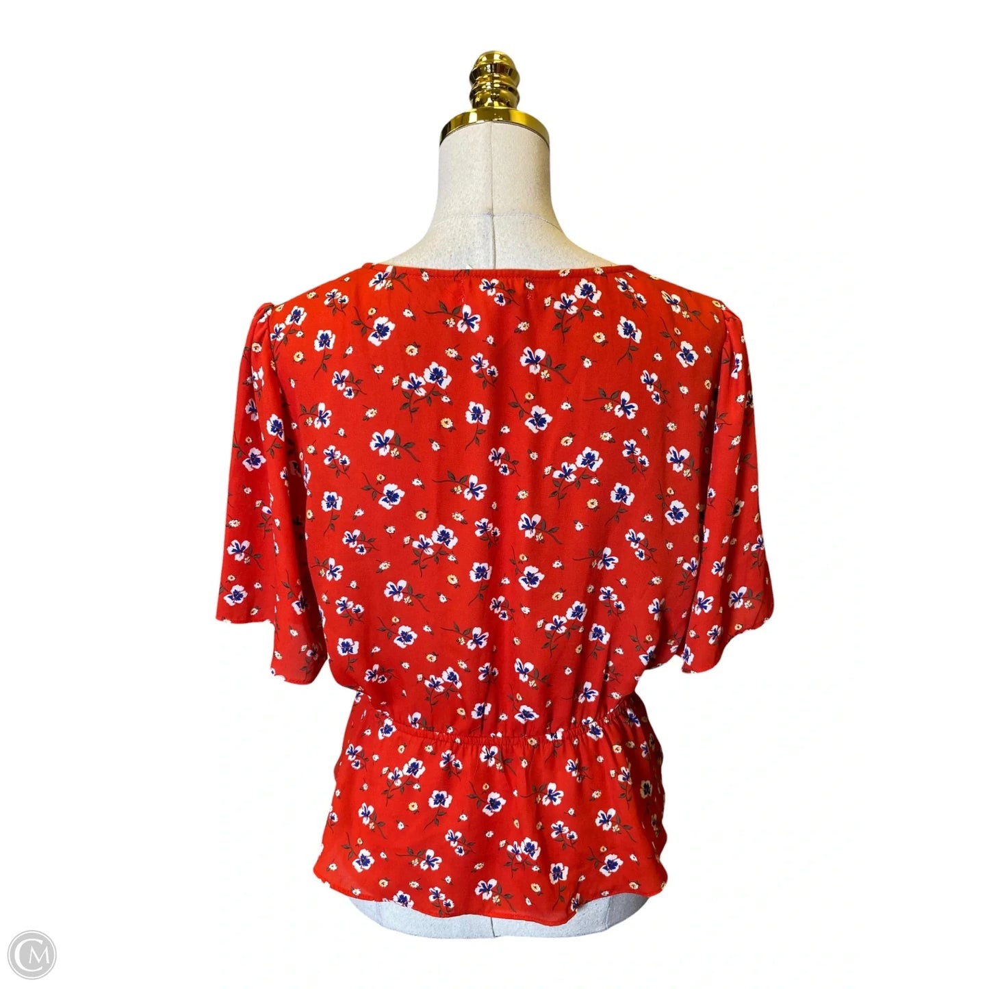 Blouse Short Sleeve By Socialite In Floral Print, Size: Xl