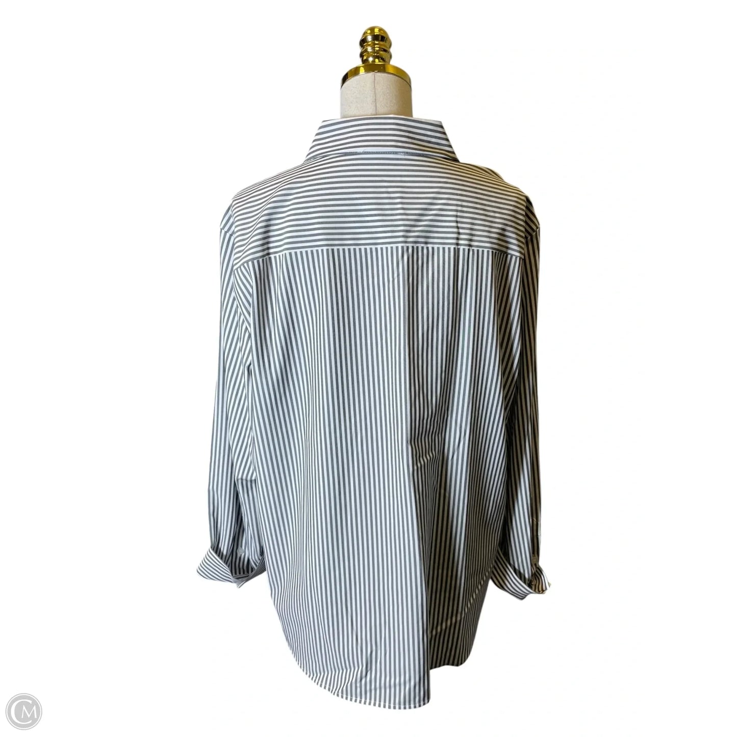 Blouse Long Sleeve By Calvin Klein In Striped Pattern, Size: Xl