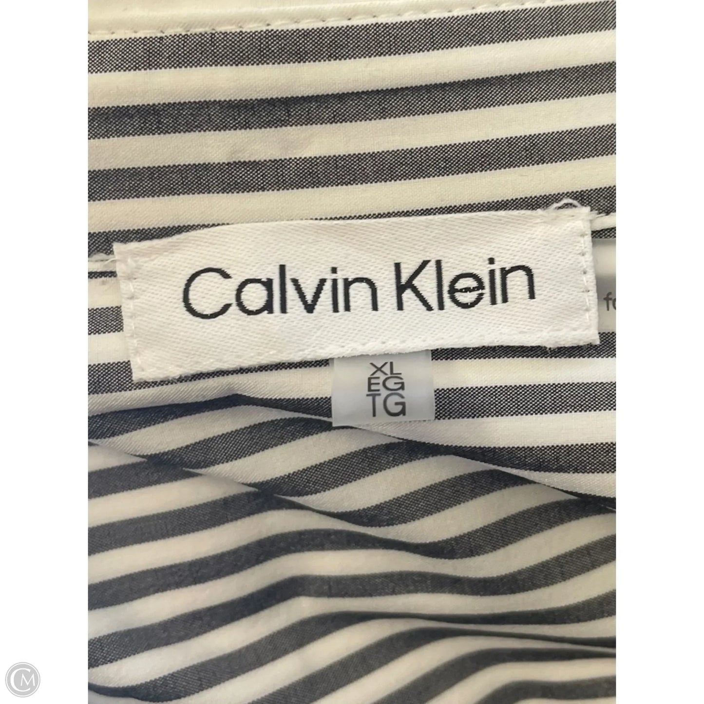 Blouse Long Sleeve By Calvin Klein In Striped Pattern, Size: Xl
