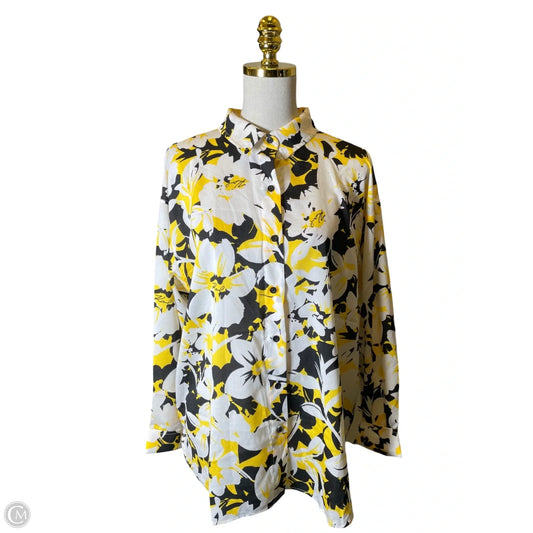 Blouse Long Sleeve By Karl Lagerfeld In Multi-colored, Size: L