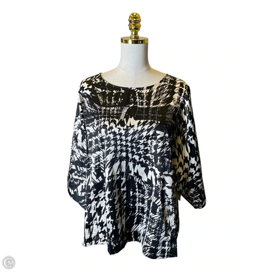 Blouse 3/4 Sleeve By Marc New York In Black & Cream, Size: L