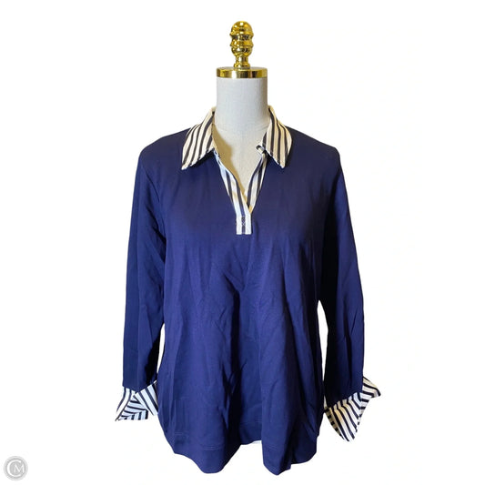 Blouse Long Sleeve By Jones New York In Navy, Size: Xl
