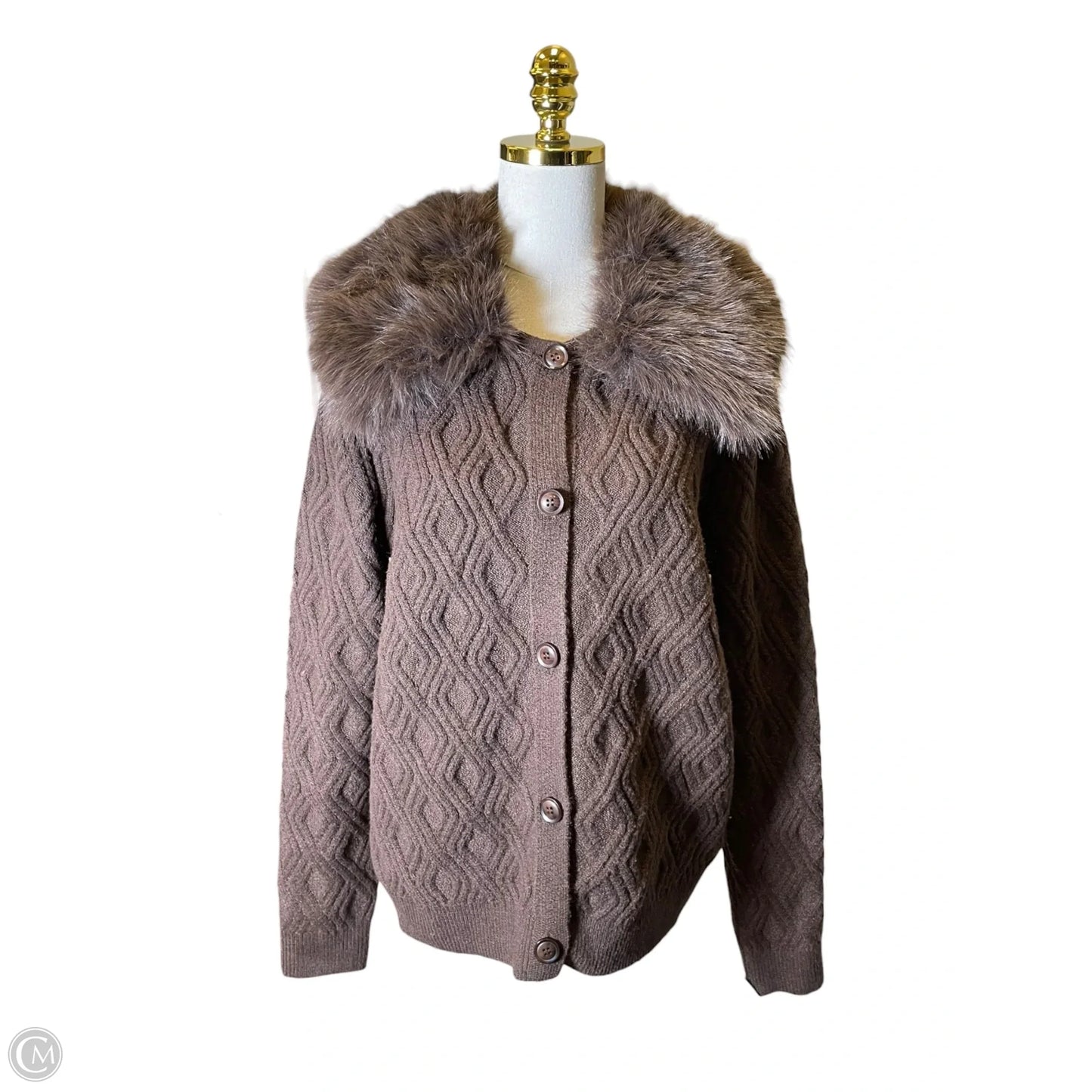 Cardigan By Clothes Mentor In Brown, Size: Xl