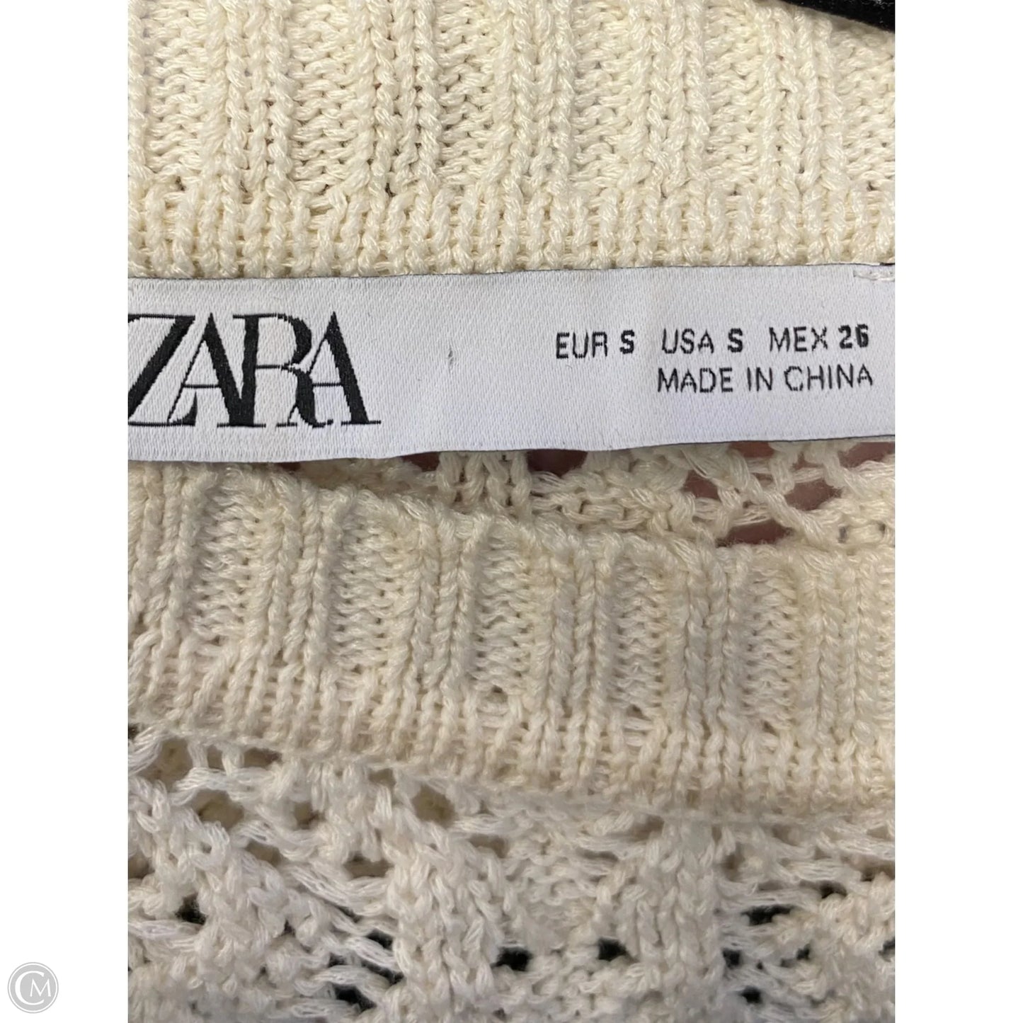 Top Short Sleeve By Zara In Cream, Size: S
