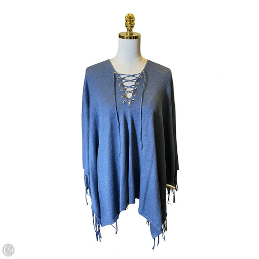 Poncho By Chicos In Blue, Size: Osfm