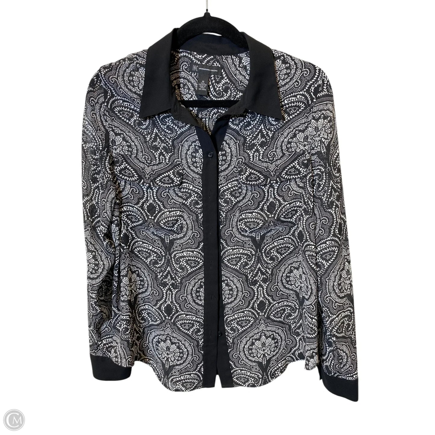 Top Long Sleeve By Inc In Black & White, Size: M