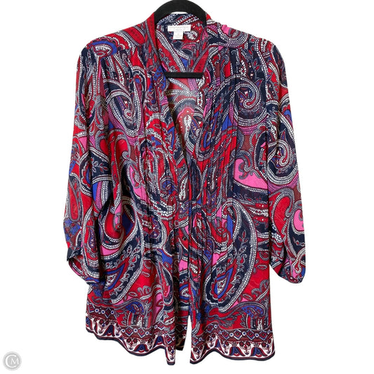 Top 3/4 Sleeve By Charter Club In Multi-colored, Size: Xl