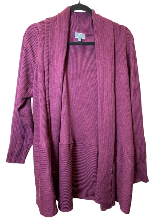 Cardigan By Jm Collections In Purple, Size: 2x