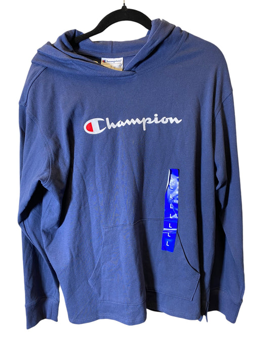 Athletic Sweatshirt Hoodie By Champion In Blue, Size: L