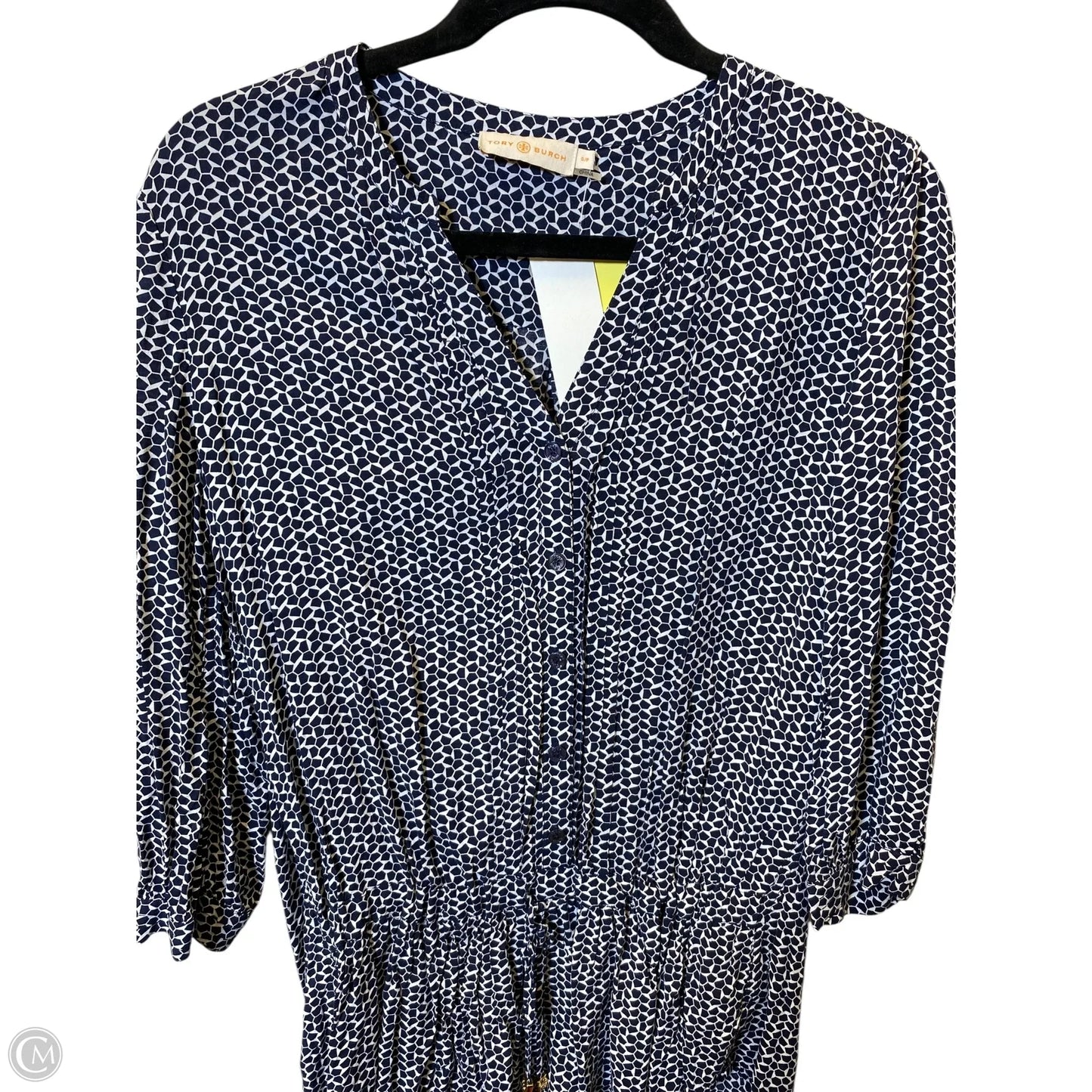 Top Long Sleeve Designer By Tory Burch In Blue & White, Size: S