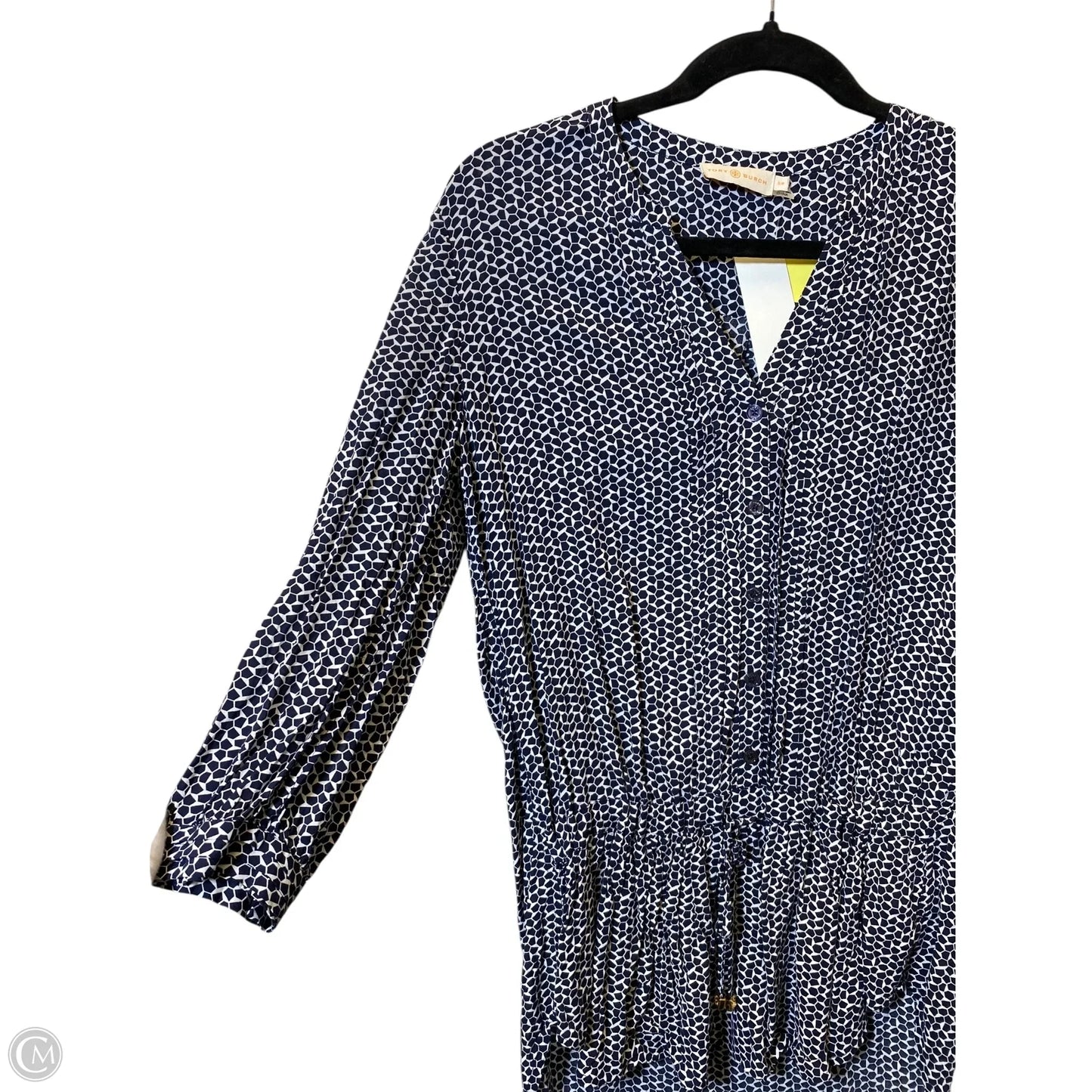 Top Long Sleeve Designer By Tory Burch In Blue & White, Size: S