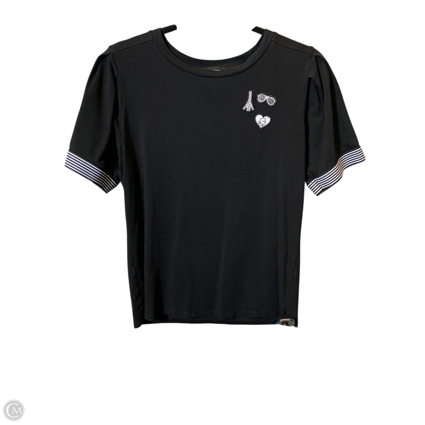 Top Short Sleeve Designer By Karl Lagerfeld In Black & White, Size: S