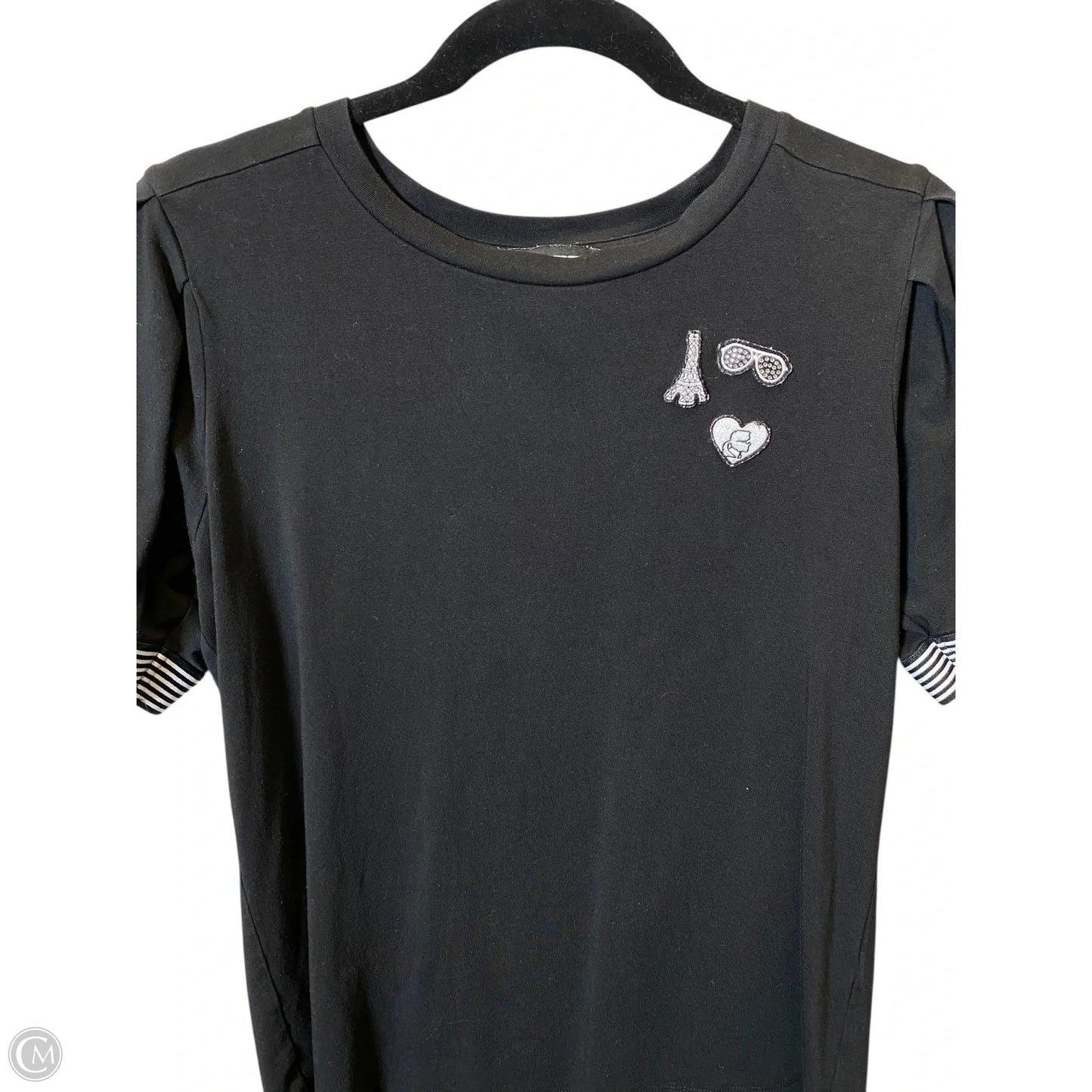 Top Short Sleeve Designer By Karl Lagerfeld In Black & White, Size: S