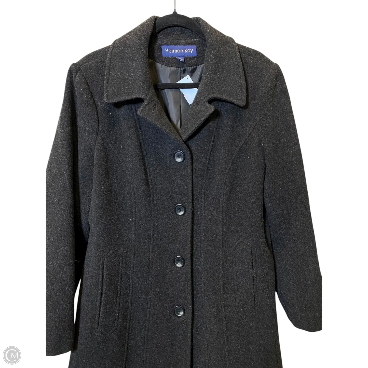 Coat Peacoat By Herman Kay In Black, Size: L