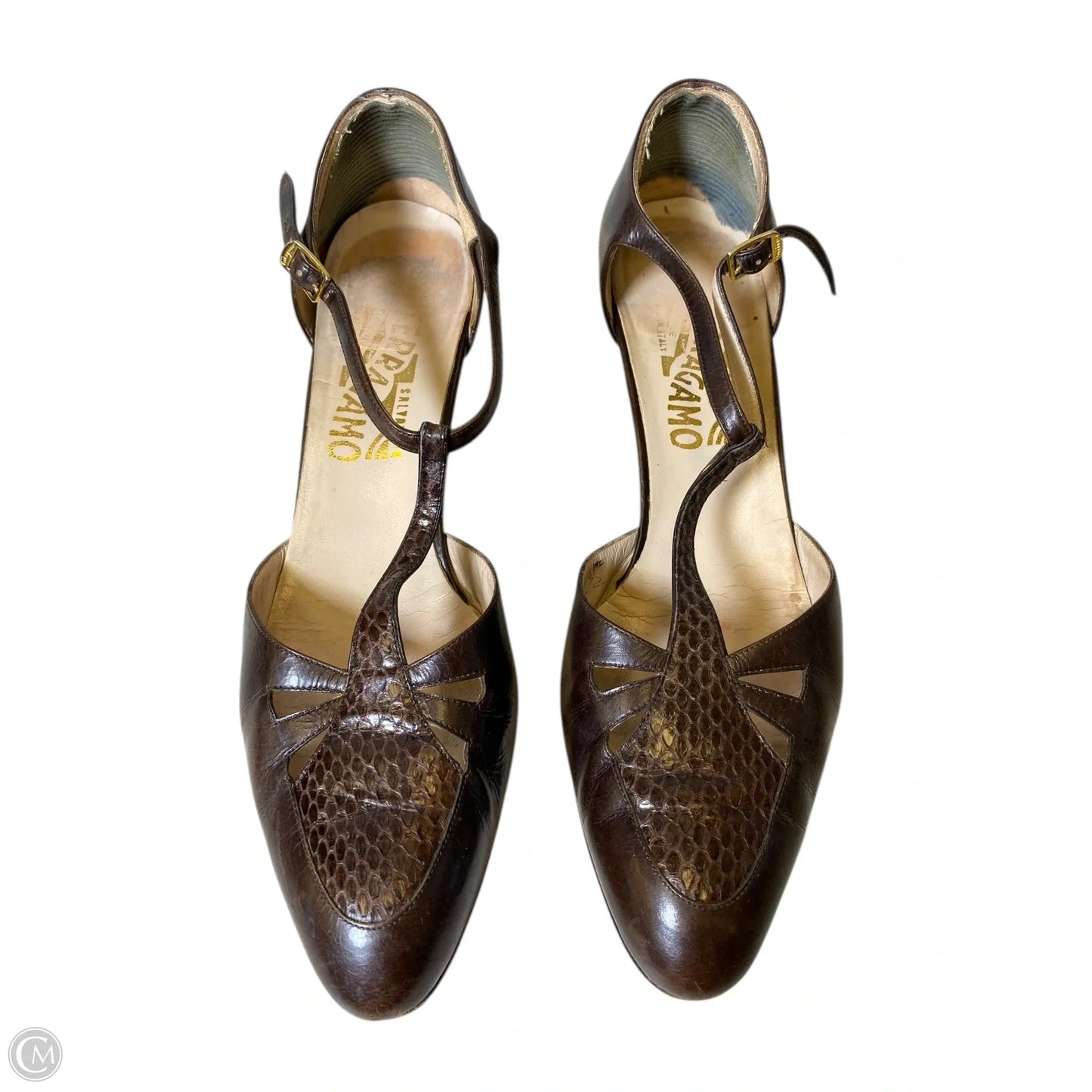 Shoes Luxury Designer By Ferragamo In Brown, Size: 10