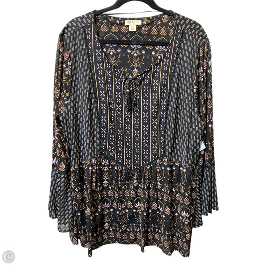 Blouse Long Sleeve By Style And Company In Multi-colored, Size: 3x