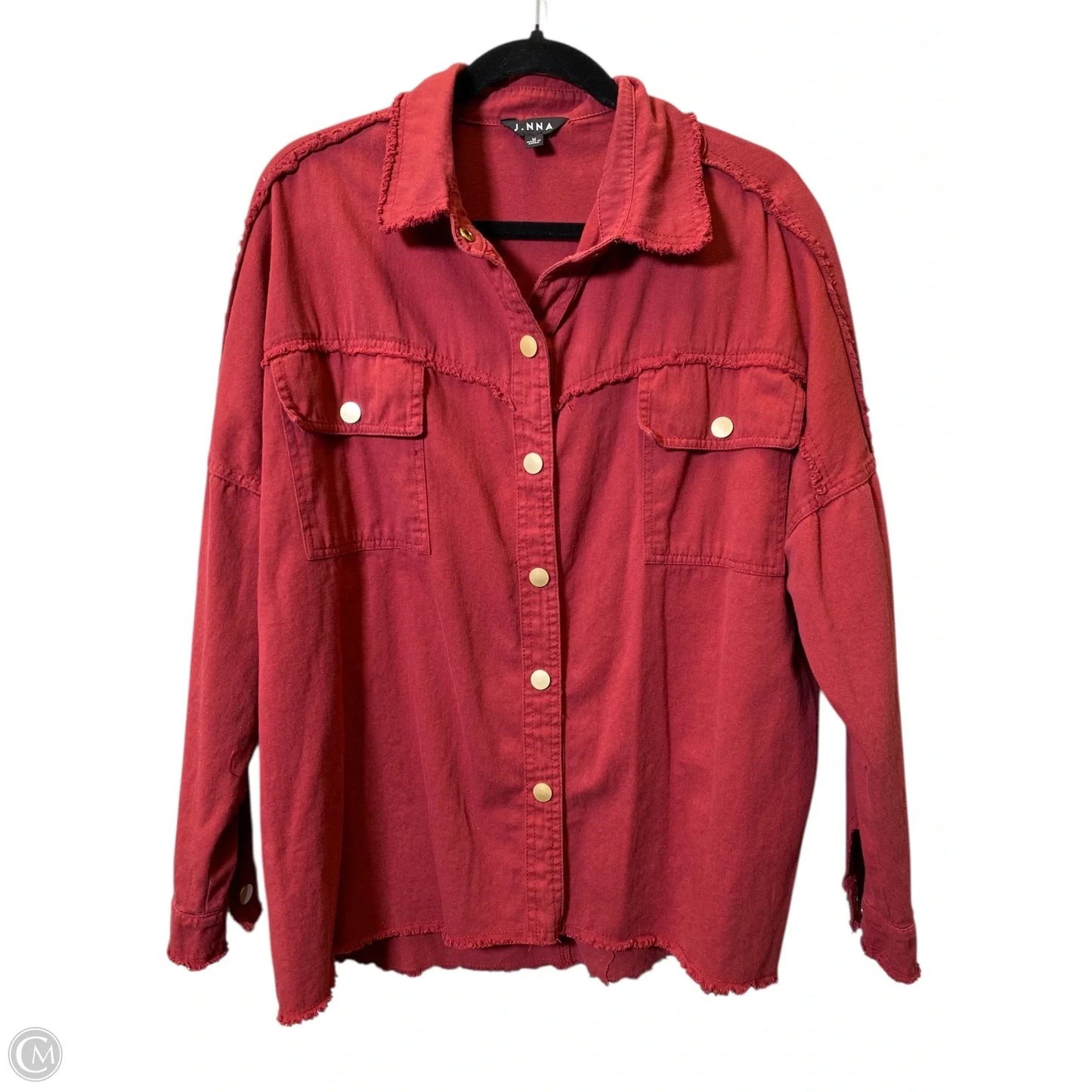Jacket Denim By Clothes Mentor In Maroon, Size: M