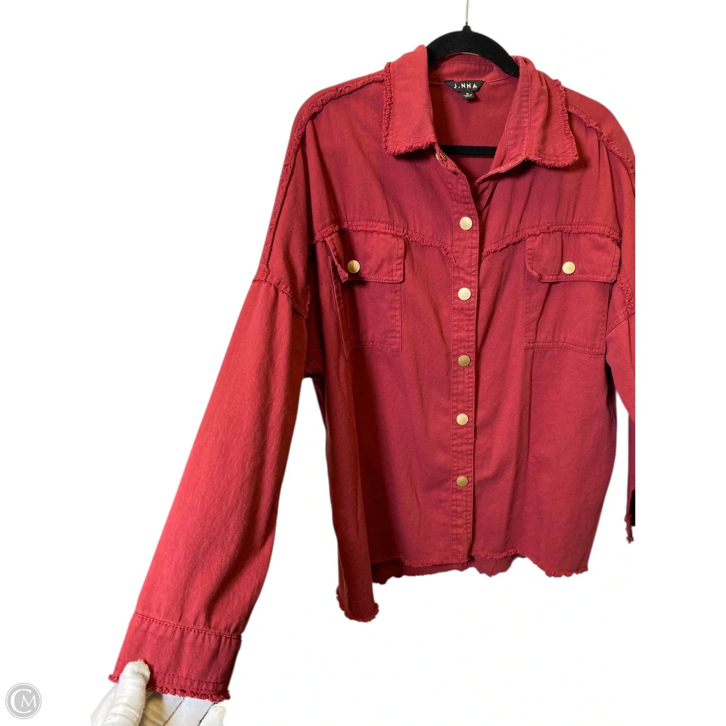 Jacket Denim By Clothes Mentor In Maroon, Size: M