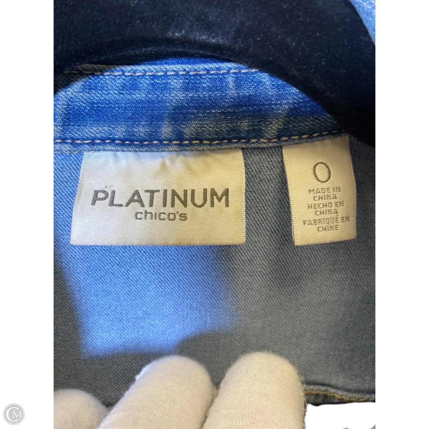 Jacket Denim By Platinum In Blue & Cream, Size: S